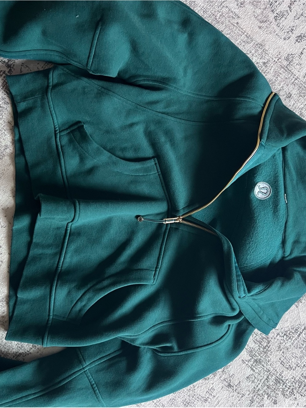 lululemon athletica Teal Green Full-Zip Bomber Jacket with Gold Zipper